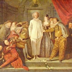 Italian Comedians by Antoine Watteau – Elegant Rococo Genre Painting Reproduction | DaFen Village Studio