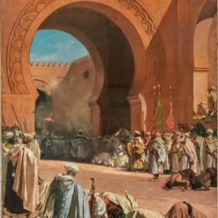 Benjamin Constant’s The King of Morocco – Royal Procession, Handmade Orientalist Oil Painting