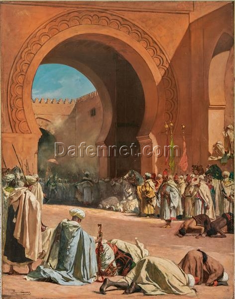 Benjamin Constant’s The King of Morocco – Royal Procession, Handmade Orientalist Oil Painting