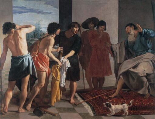 Velazquez Baroque Religious Painting – Joseph’s Bloody Coat Brought to Jacob (1630)