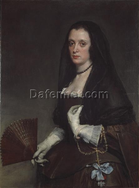Velazquez The Lady with a Fan – Baroque Oil Painting Reproduction (c.1640)