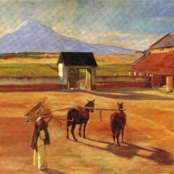 Hand-Painted Diego Rivera 'La Era' 1904 Landscape Reproduction - Early Social Realism Oil Painting on Canvas