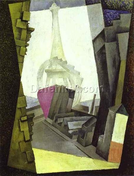 Diego Rivera ‘La Tour Eiffel’ Oil Painting Reproduction – Cubist Landscape Art