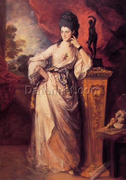INSPIRED BY Gainsborough’s “Lady Ligonier” – Personalized Rococo Oil Painting | DaFen Village Studio