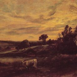 John Constable Landscape Evening (c.1812) – Romantic Oil Painting of Tranquil English Landscape