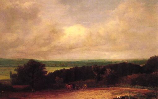 John Constable Landscape Ploughing Scene In Suffolk – 1814 Romantic Oil Painting on Canvas