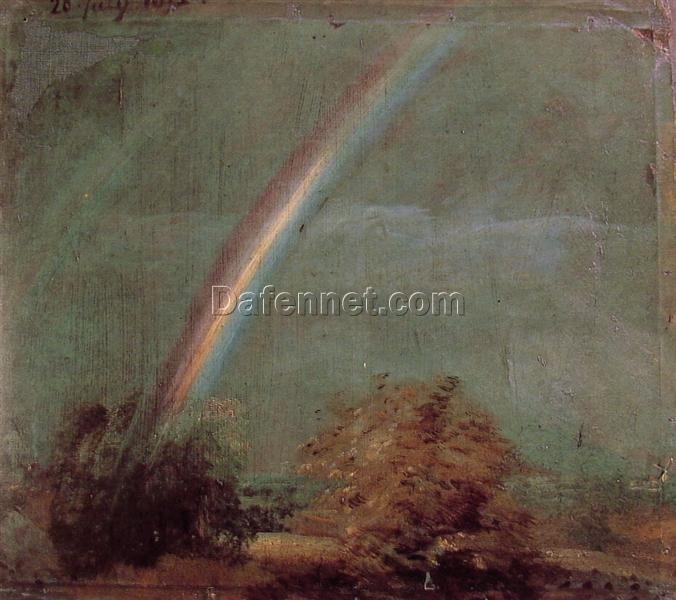 John Constable Landscape with a Double Rainbow (1812) – Romantic English Landscape Oil Painting