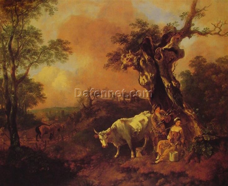 INSPIRED BY Thomas Gainsborough – Romantic English Countryside Oil Painting | Custom Hand-Painted Landscape Wall Art | DaFen Village Studio