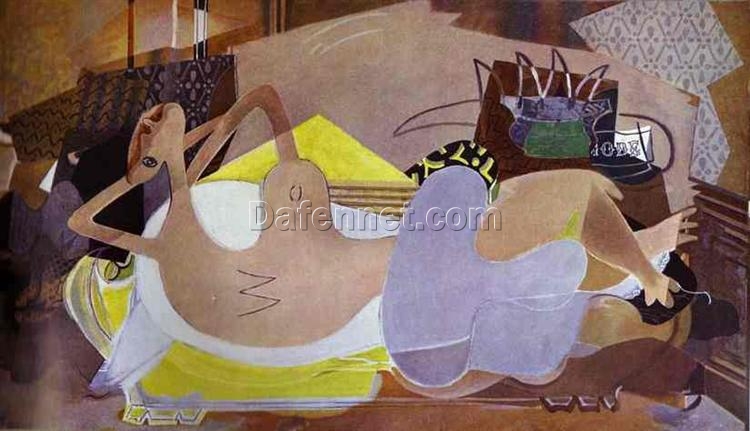 Georges Braque “Lying Nude (The Bather IX)” – Surrealist Nude Oil Painting Reproduction