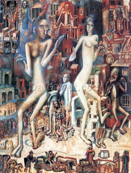 Custom Art Reproduction – ‘Adam and Eve’ by Pavel Filonov (1912–1913) | Religious Russian Painting on Paper or Canvas