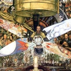 Hand-Painted Diego Rivera 'Man at the Crossroads' Oil Painting Reproduction - Controversial Mural Art with Lenin Fresco Style