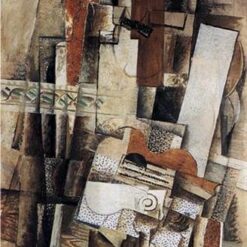 Man with a Guitar" by Georges Braque – Handmade Oil Painting – Synthetic Cubism Art