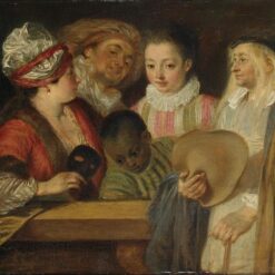 Buy Masquerade by Antoine Watteau – 1717 Rococo Oil Painting Reproduction | DaFen Village Studio