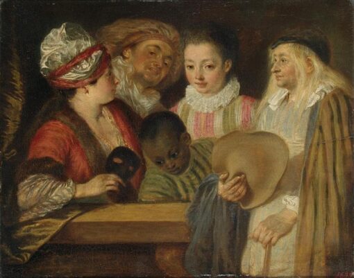 Buy Masquerade by Antoine Watteau – 1717 Rococo Oil Painting Reproduction | DaFen Village Studio