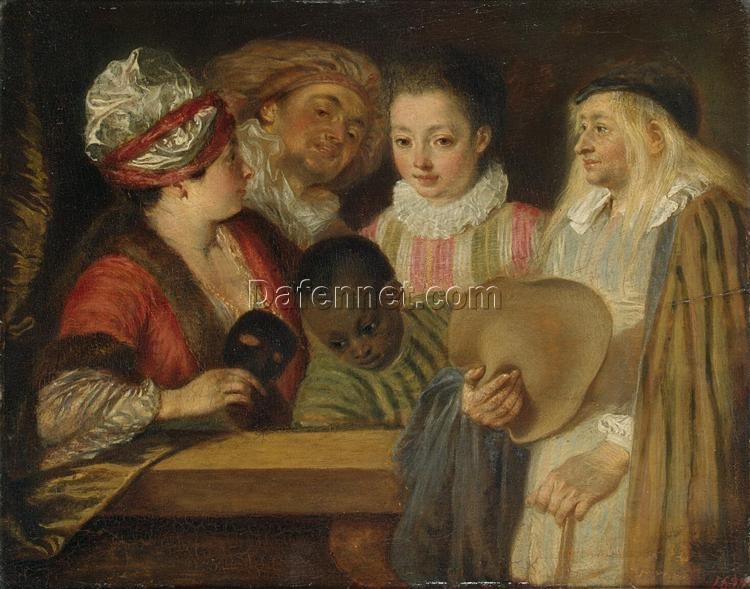 Buy Masquerade by Antoine Watteau – 1717 Rococo Oil Painting Reproduction | DaFen Village Studio