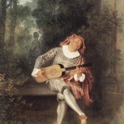 Mezzetin – Rococo Oil Painting by Antoine Watteau | Met Museum Artwork Replica | Hand-Painted Canvas | 55.2 x 43.2 cm