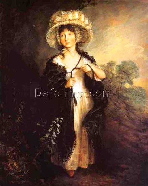 Miss Elizabeth Haverfield (c.1782) by Thomas Gainsborough: Rococo Portrait Oil Painting on Canvas