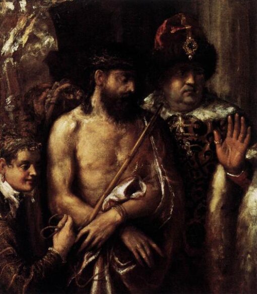 Titian’s Mocking of Christ – Mannerist Religious Painting, Oil on Canvas, c.1570 – 1575
