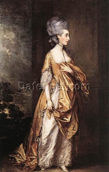 INSPIRED BY Thomas Gainsborough – Custom “Portrait of Mrs. Grace Dalrymple Elliott” Rococo Oil Painting | DaFen Village Studio