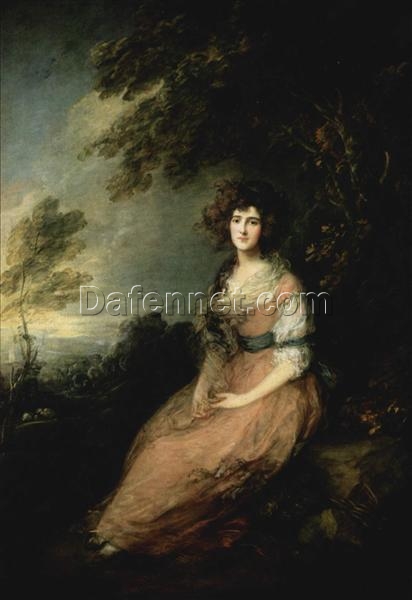Gainsborough’s Rococo Muse: ‘Mrs. Sheridan’ Custom Oil Painting Reproduction – 1785-1786 Period-Accurate Portrait – Dafen Village Hand-Painted Canvas Art