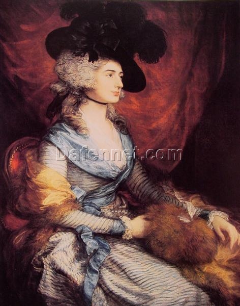 Gainsborough Style Mrs. Sarah Siddons Portrait Painting – Custom Sized Rococo Oil Reproduction – Dafen Village Handmade Canvas Artwork