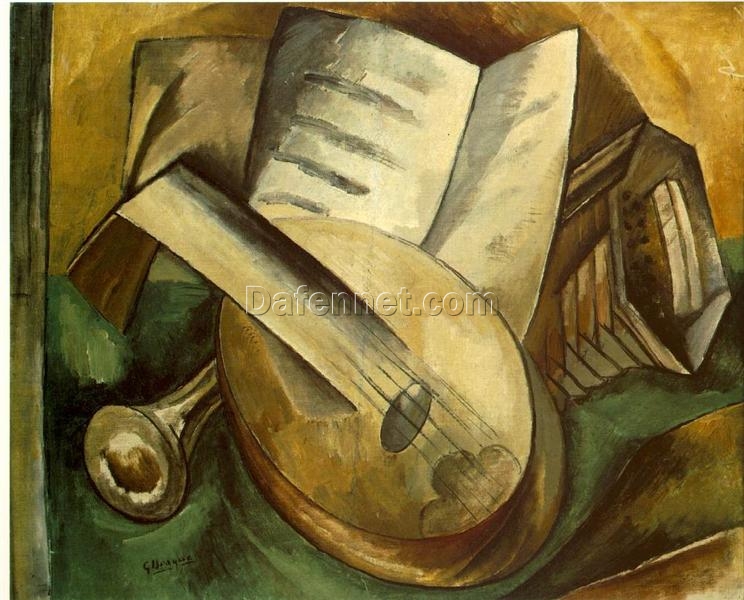 Custom Oil Painting – “Musical Instruments” by Georges Braque – Handmade Cubist Still Life