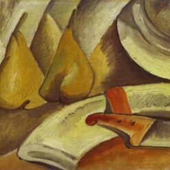 Handmade "Napkin, Knife and Pears" by Georges Braque – Cubist Still Life Oil Painting