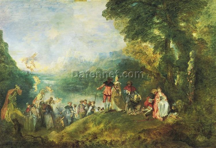 Antoine Watteau’s The Embarkation for Cythera – Rococo 1717 Oil Painting Reproduction | Handcrafted Art from DaFen Village Studio