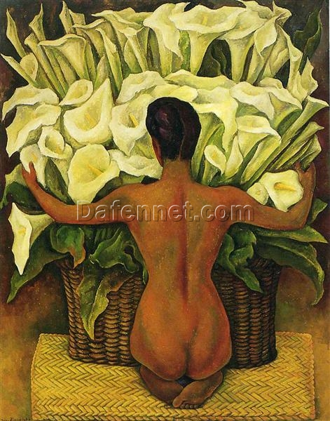 Diego Rivera ‘Nude with Calla Lilies’ Oil Painting Reproduction – Art Deco Nude