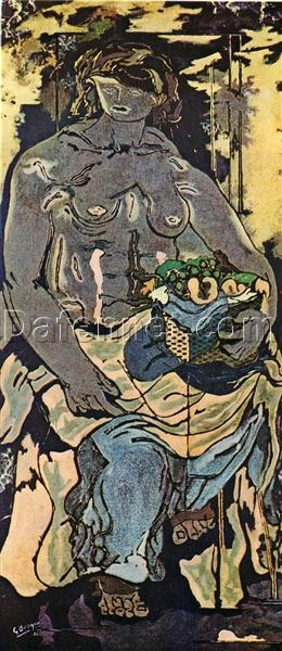 Custom Oil Painting – “Nude Woman with Basket of Fruit” by Georges Braque – Handmade Expressionist Art
