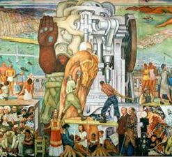 Diego Rivera Industrial Mural Reproduction - 'Pan American Unity' Worker Allegory for Office Decor