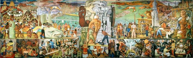 Diego Rivera Industrial Mural Reproduction – ‘Pan American Unity’ Worker Allegory for Office Decor
