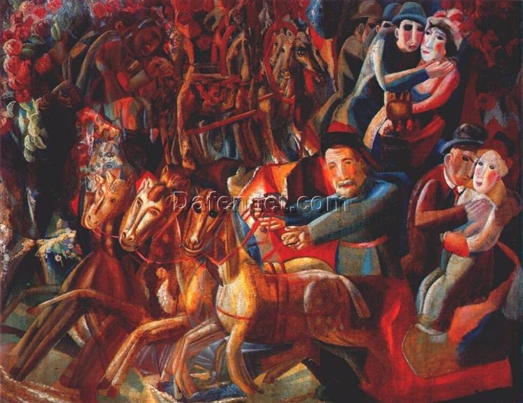 Pancake Tuesday (Maslenitsa) by Pavel Filonov – Custom Analytical Realism Painting | Russian Festival Art Reproduction from DaFen Studio