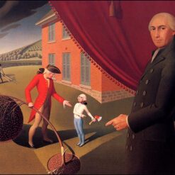 Grant Wood 'Parson Weems’ Fable' 1939 – American Historical Painting Reproduction on Canvas