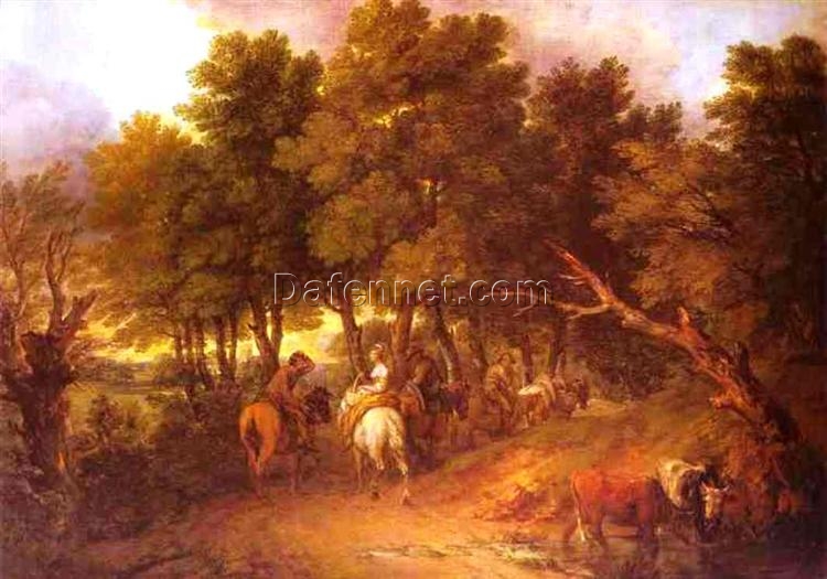 INSPIRED BY Thomas Gainsborough – Custom Rococo “Peasants Returning from Market” Oil Painting | DaFen Village Studio