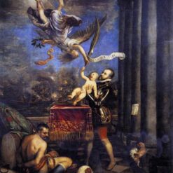Late Renaissance Philip II Offering Don Fernando to Victory by Titian – Mannerist Allegorical Painting, c.1570