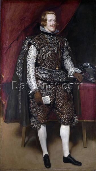 Buy Velázquez’s Philip IV of Spain in Brown and Silver – 1631 Baroque Royal Portrait Oil Painting on Canvas
