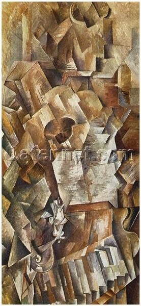 Handmade “Piano and Mandolin” by Georges Braque – Cubist Still Life Oil Painting