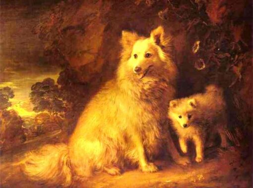 INSPIRED BY Thomas Gainsborough’s “Pomeranian Bitch and Pup” – Custom Rococo Animal Oil Painting | DaFen Village Studio