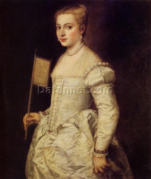 Titian’s Portrait of a Lady in White – 1561, Mannerist Oil Painting