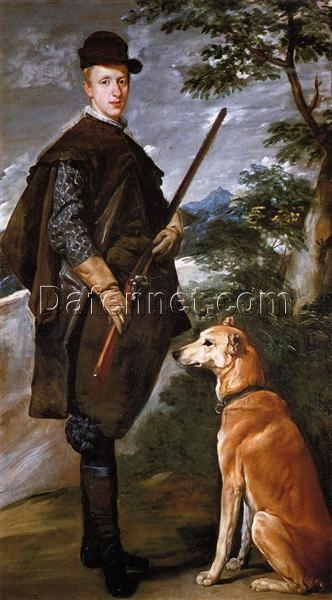 Portrait of Cardinal Infante Ferdinand of Austria with Gun and Dog by Diego Velázquez – 1632 Baroque Portrait Oil Painting Reproduction