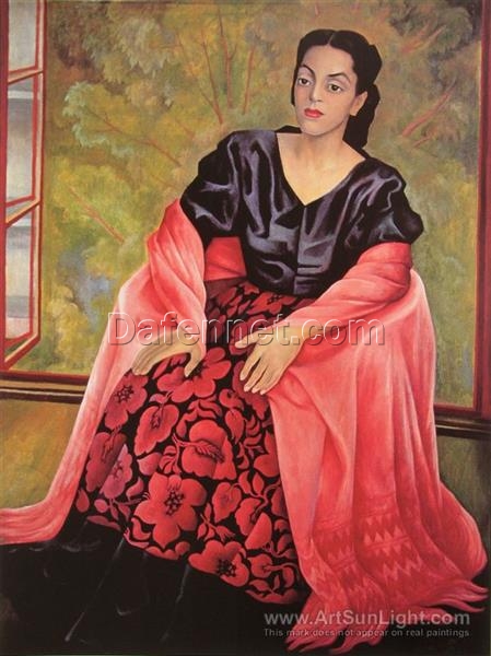 Diego Rivera ‘Portrait of Evangelina Rivas de De la Chica, The Lady from Oaxaca’ Oil Painting Reproduction – Art Deco Portrait