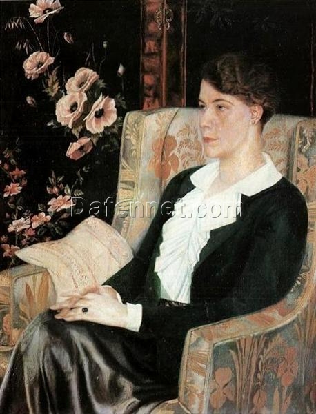 Pavel Filonov – Portrait of Evdokiya Nikolaevna Glebova (1915) | Custom Realism Oil Painting Replica by DaFen Studio