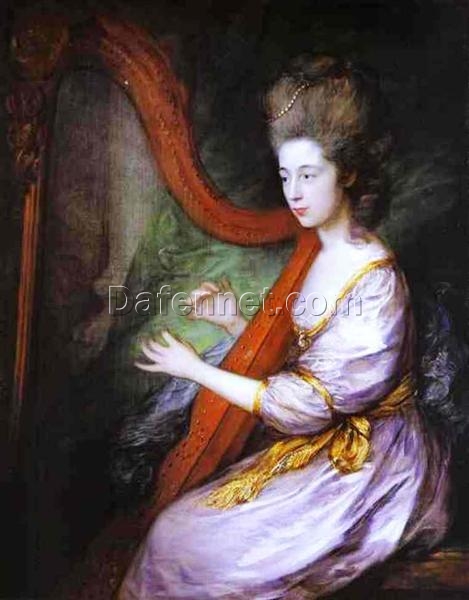INSPIRED BY Thomas Gainsborough’s “Portrait of Louisa, Lady Clarges” – Custom Rococo Oil Painting for Luxurious Home Décor | DaFen Village Studio