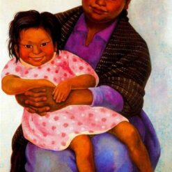Diego Rivera 'Portrait of Madesta and Inesita' Oil Painting Reproduction – Naïve Art Genre Painting