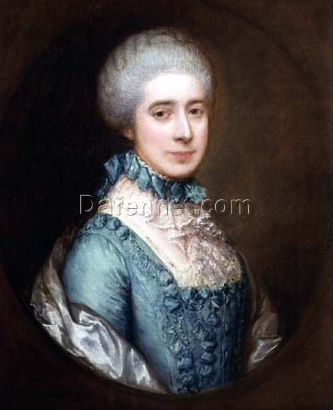 INSPIRED BY Thomas Gainsborough – “Portrait of Mrs. Awse” | Hand-Painted Rococo Oil Painting for Elegant Home Décor | DaFen Village Studio