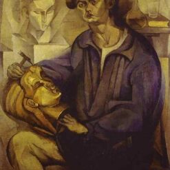 Hand-Painted Diego Rivera Cubist Portrait - 'Oscar Miestchaninoff' 1913 Oil Painting Reproduction - Mexican Avant-Garde Art