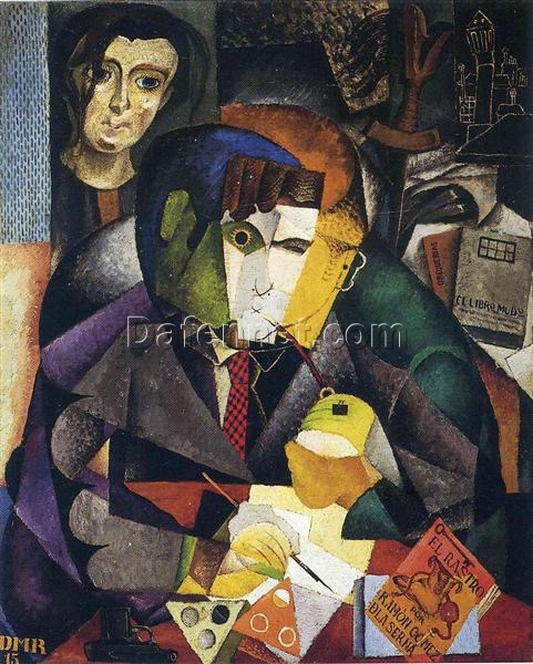 Diego Rivera ‘Portrait of Ramon Gomez de la Serna’ Cubist Oil Painting – 1915 Portrait