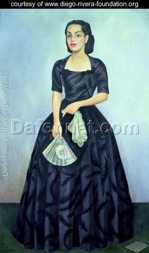 Diego Rivera ‘Portrait of Senora Dona Evangelina Rivas de LaChica’ Art Deco Oil Painting – Iconic 1949 Portrait