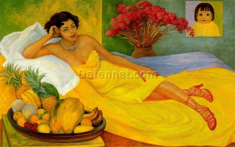 Diego Rivera ‘Portrait of Sra. Dona Elena Flores de Carrillo’ Art Deco Oil Painting – Iconic 1953 Portrait